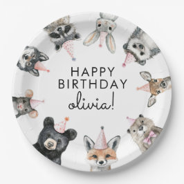 Prato De Papel Woodland Party Animal Birthday