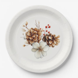 Prato De Papel Woodland Pinecone and Cranberry 