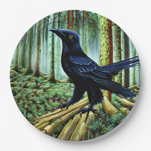 Prato De Papel Woodland Rustic Black Raven