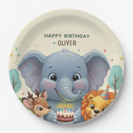 Prato De Papel Woodland Storybook Animals 3rd Birthday
