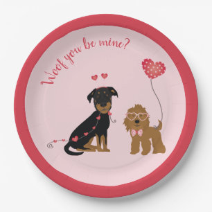 Prato De Papel Woof You Be Mine Namorados Dogs