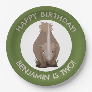 Prato De Papel wooly rhino elasmotherium aniversário personalizad