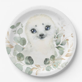 Prato De Papel Wreath Dourada Wreath de inverno, Seal Verde