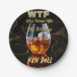 Prato De Papel WTF 50 Festa de aniversário dos Homens