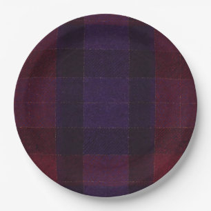 Prato De Papel Xadrez Aconchegante Burgundy Marrom Roxo