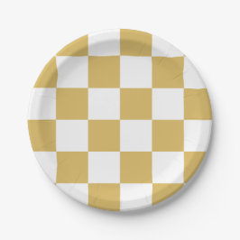 Prato De Papel Xadrez Amarelo/Branco Enevoado
