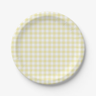 Prato De Papel Xadrez Amarelo Manteiga Clássico