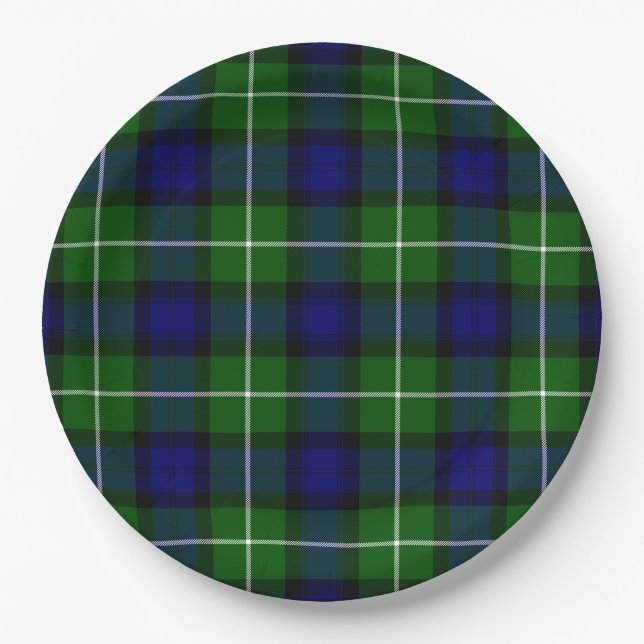 Prato De Papel Xadrez azul-tartan (Frente)