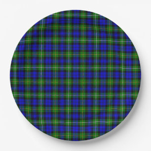 Prato De Papel xadrez azul verde tartan Campbell