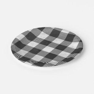 Prato De Papel Xadrez Checkered preto e branco