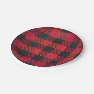 Prato De Papel Xadrez Checkered vermelha e preta