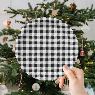 Prato De Papel Xadrez de Búfalo Natal Preto Branco