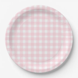 Prato De Papel Xadrez de Gingham Rosa Pink de Pré-Pppy