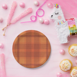 Prato De Papel Xadrez de outono Russo Laranja Tartan