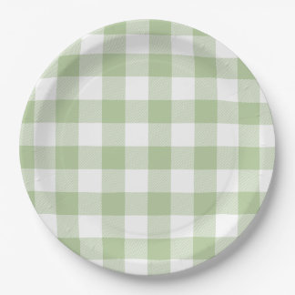Prato De Papel Xadrez de Sage e Buffalo Plaid Branco