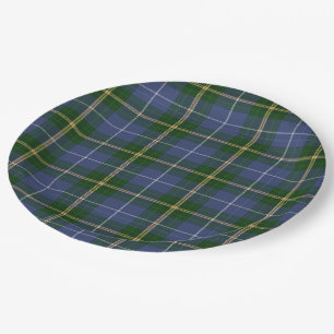 Prato De Papel Xadrez de Tartan   azul de Nova Escócia da placa