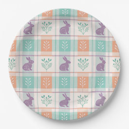 Prato De Papel Xadrez Escocês de Páscoa