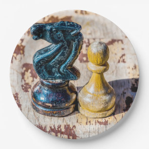 Prato De Papel Xadrez Pawn e Cavaleiro - Veteranos