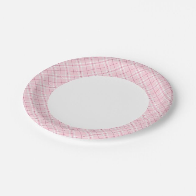 Prato De Papel Xadrez Rosa claro (Inclinado)