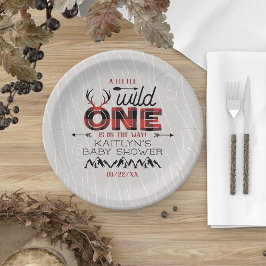 Prato De Papel Xadrez Rústica de Wild One Boys Lumberjack Chá de 