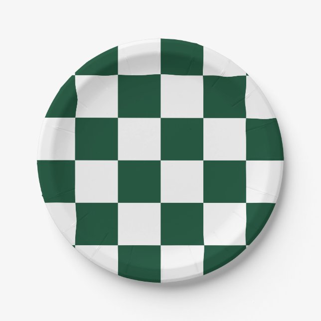 Prato De Papel Xadrez Verde/Branco Sempre-verde (Frente)