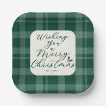 Xadrez Verde Escuro Desejando um Feliz Natal