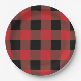 Prato De Papel Xadrez Vermelha e Preta
