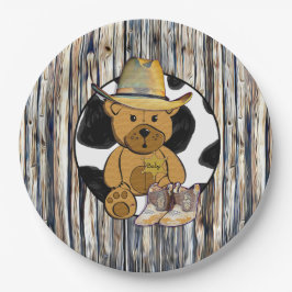 Prato De Papel Xerife Teddy Bear Cake Placa