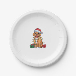 Prato De Papel Xmas Lighting Santa Hat Dogue De Bordeaux Dog Chri