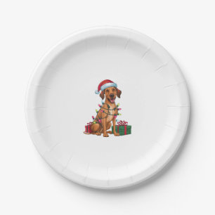 Prato De Papel Xmas Lighting Santa Hat Thai Ridgeback Dog Christy