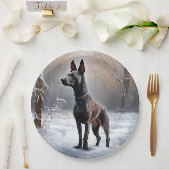 Prato De Papel Xoloitzcuintli Deixe Nevar Natal (Casamento)