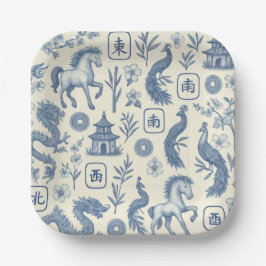 Prato De Papel Year of the Horse Mahjong Paper Plates