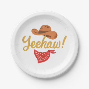 Prato De Papel Yeehaw Cowboy Cowgirl Western Country Rodeo