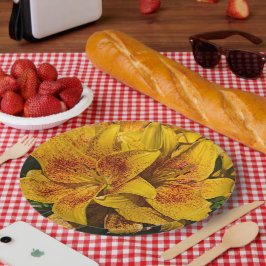 Prato De Papel Yellow Asiatic Lily Blooms Floral