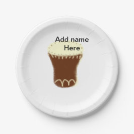 Prato De Papel Yellow brown drum watercolor add name hand-drawn s