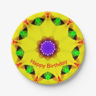 Prato De Papel ~ Yellow Christmas Plate Kaleidoscope ~