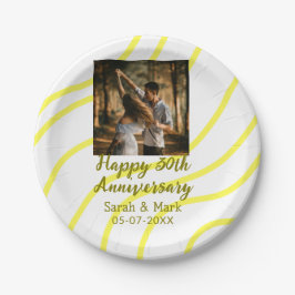 Prato De Papel Yellow golden photo 30th wedding anniversary name 