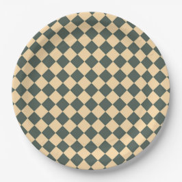 Prato De Papel Yellow Green Checker Diamond Pattern