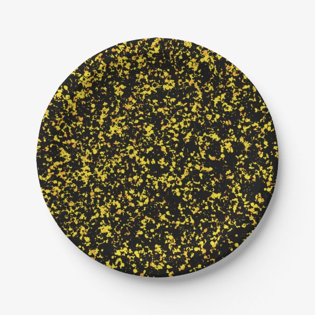 Prato De Papel Yellow Splattered Paint  (Frente)