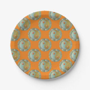 Prato De Papel Yin Yang Medallion Dourada Turquoise