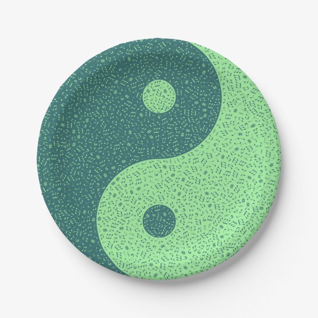 Prato De Papel Yin Yang Music Notes (Frente)