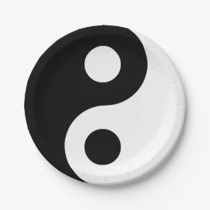 Prato De Papel Yin Yang, preto e branco