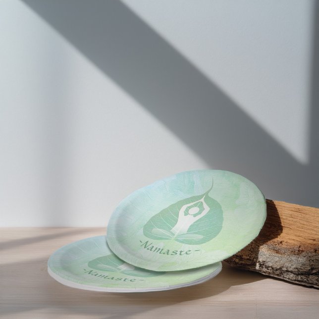 Prato De Papel Yoga Instrutor Studio Meditação Pose Bodhi Leaf (Criador carregado)