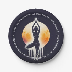 Prato De Papel Yoga Meditation Instrutor Tree Pose Full Moon