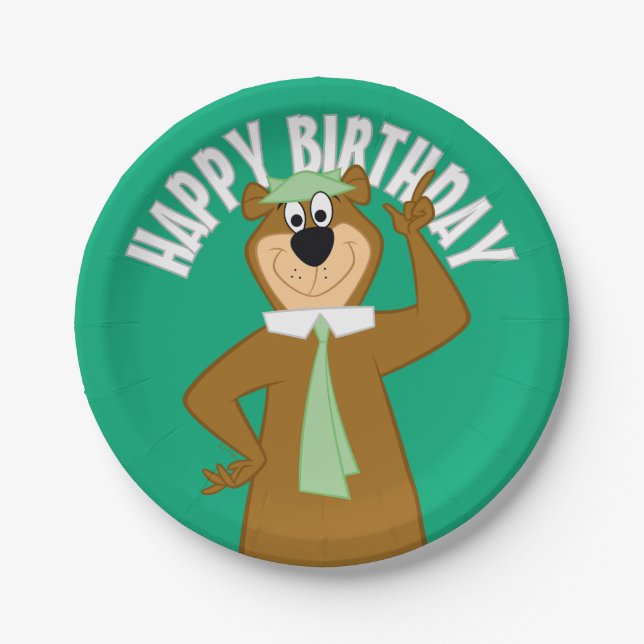 Prato De Papel Yogi "Mais Inteligente Que O Urso Médio" (Frente)