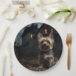 Prato De Papel Yorkshire Terrier Halloween Assustador
