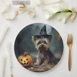 Prato De Papel Yorkshire Terrier Pumpkins Halloween Scary