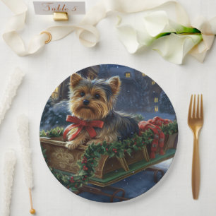Prato De Papel Yorkshire Terrier Temporada de Natal