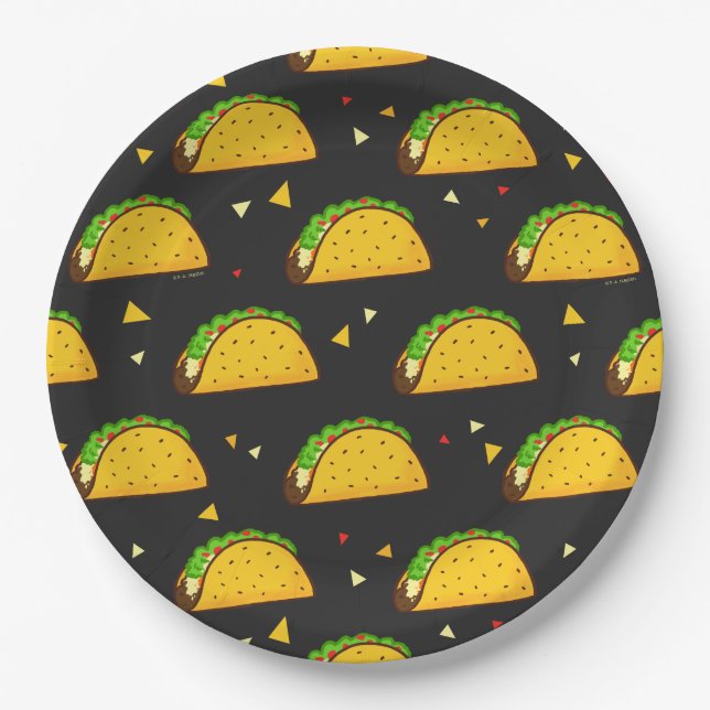 Prato De Papel Yummy Taco Pattern (Frente)