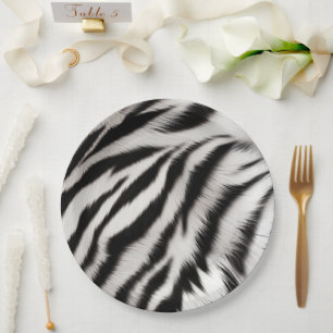 Prato De Papel Zebra branca negra